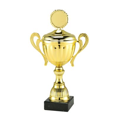 Golden Dirk winner's trophy with lid & handle - marble base & emblem holder - 12 sizes (25.5-43 cm)