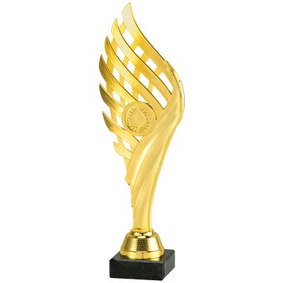 Golden winged trophy with emblem - 27 cm