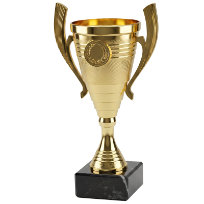 Trophée sportif avec logo et texte – or, argent et bronze